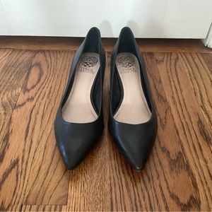 Vince Camuto black leather kitten heels